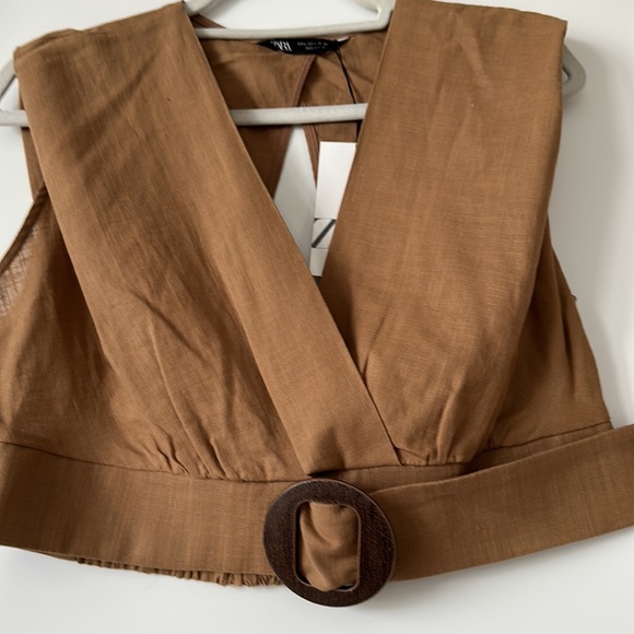 Zara brown linen top - Picture 2 of 4
